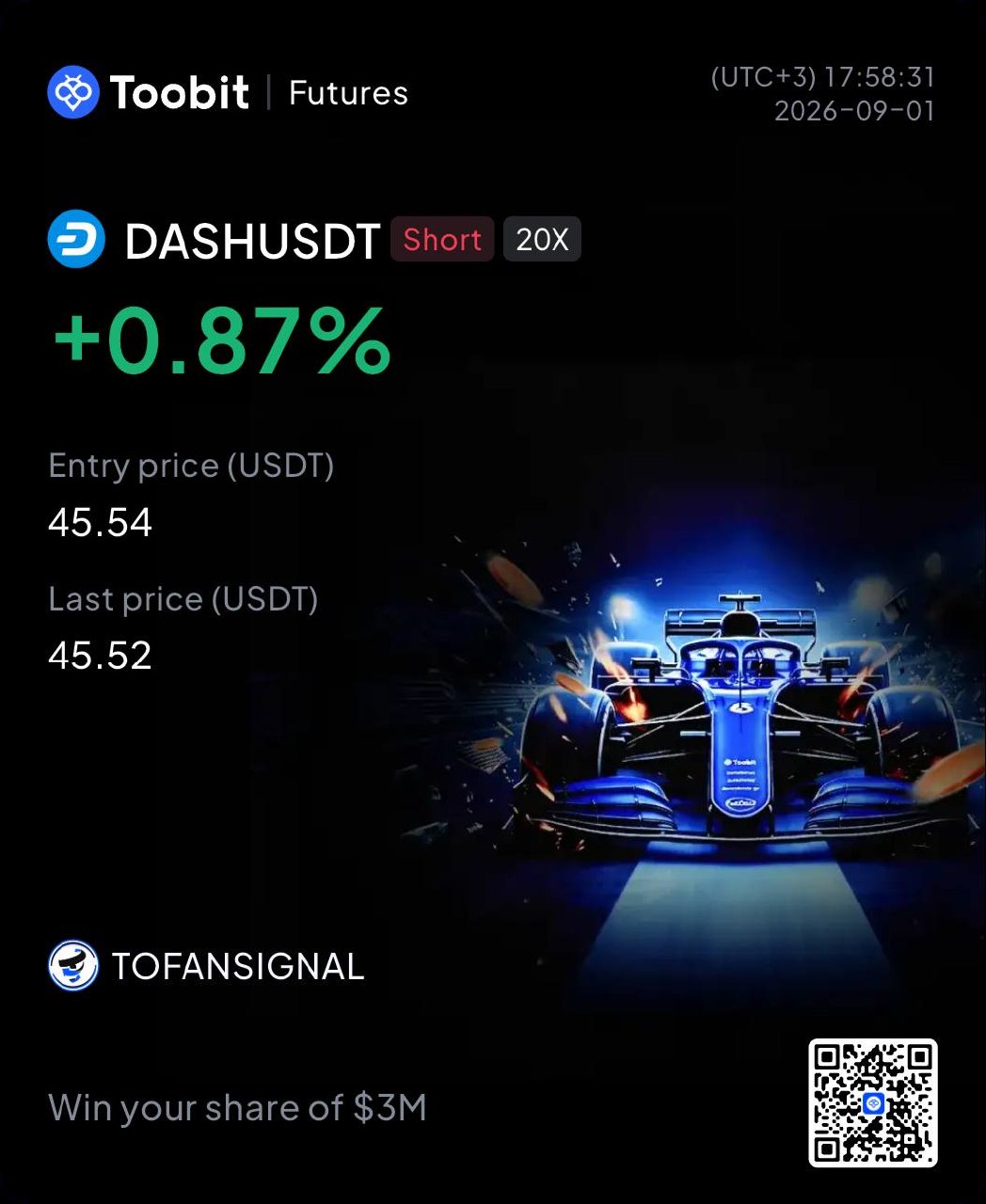 DASHUSDT SHORT signal screenshot by Tofan Trade | سیگنال کریپتو