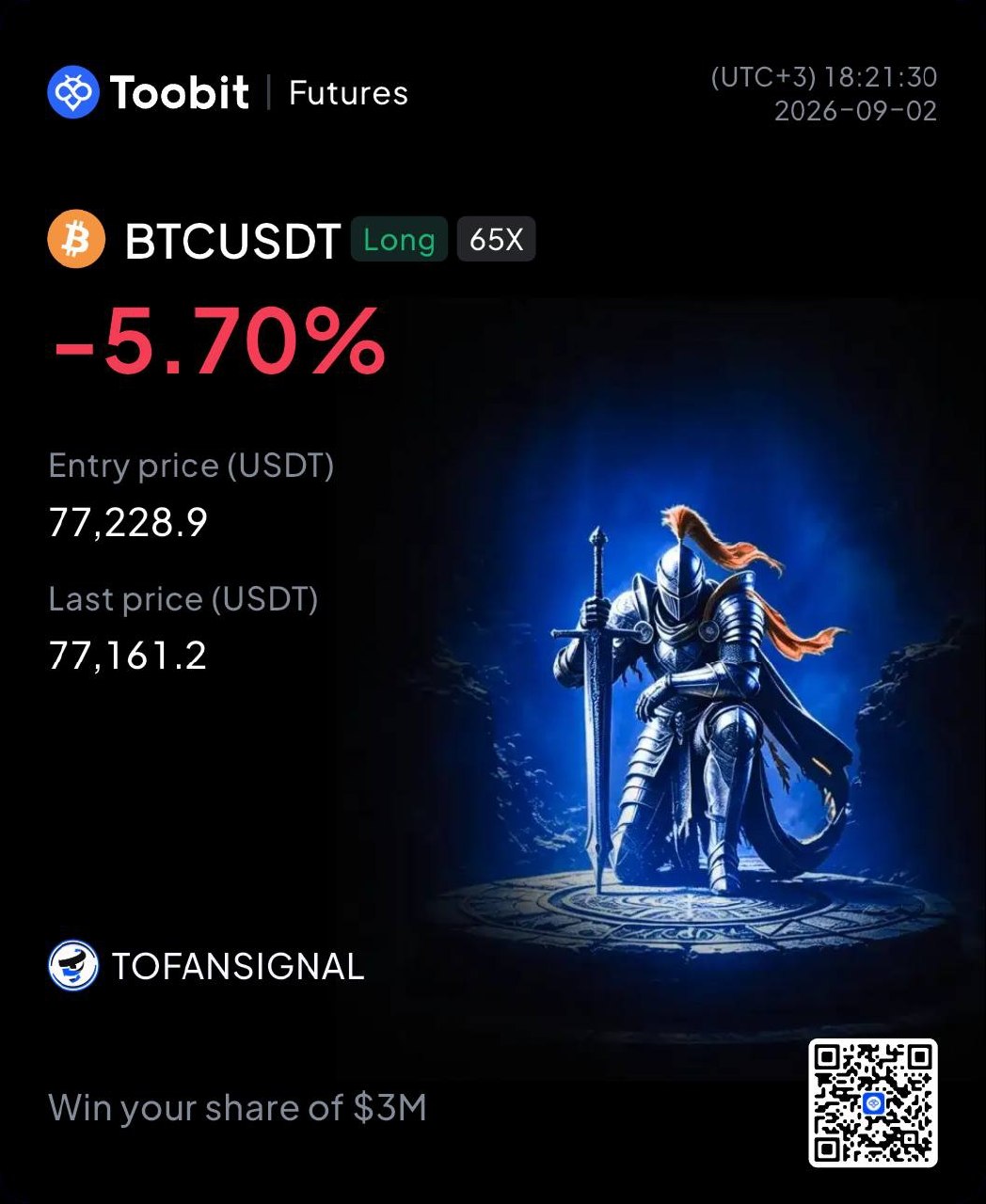 BTCUSDT LONG signal screenshot by Tofan Trade | سیگنال کریپتو