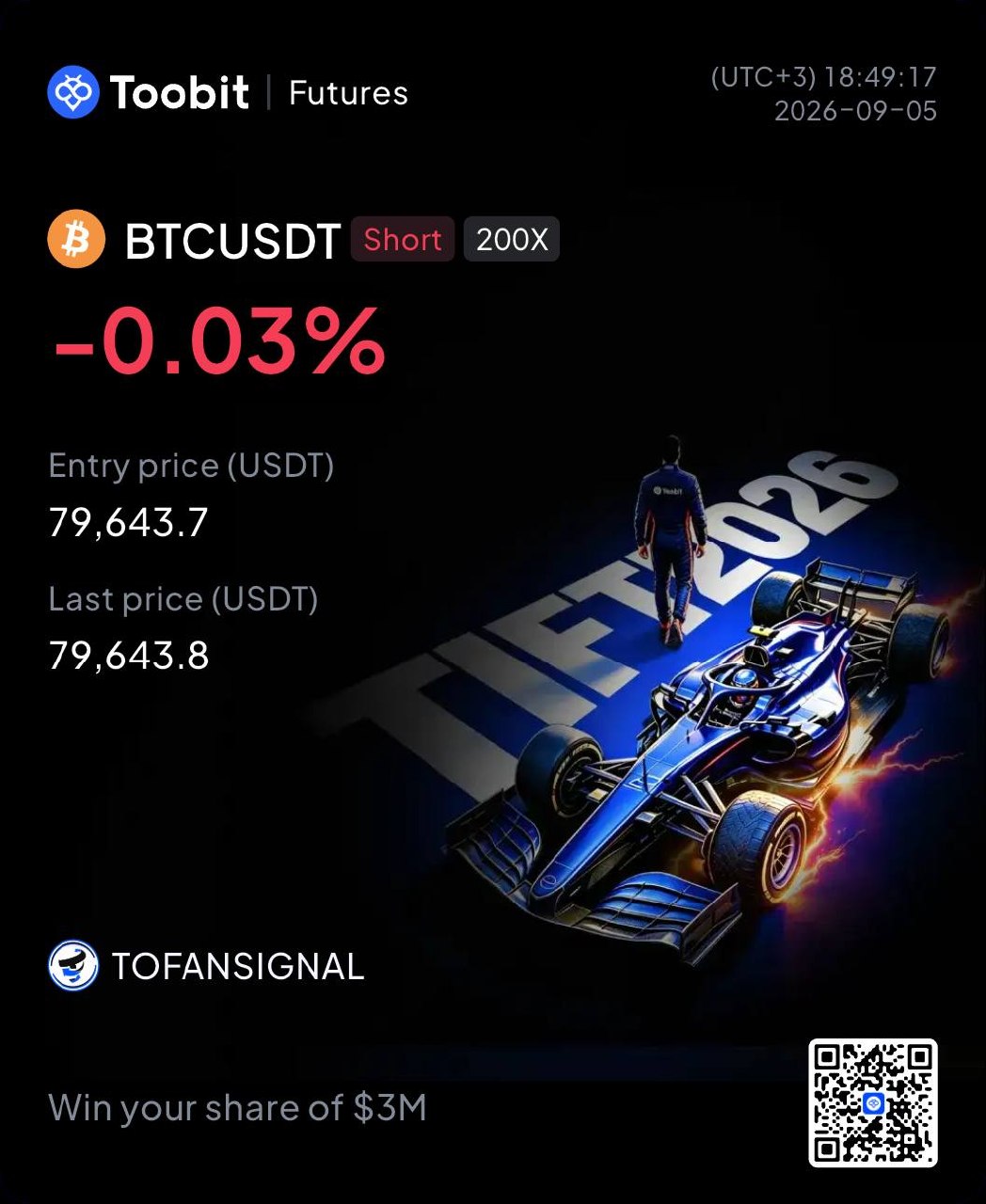 اسکرین‌شات سیگنال BTCUSDT SHORT از Tofan Trade | سیگنال کریپتو
