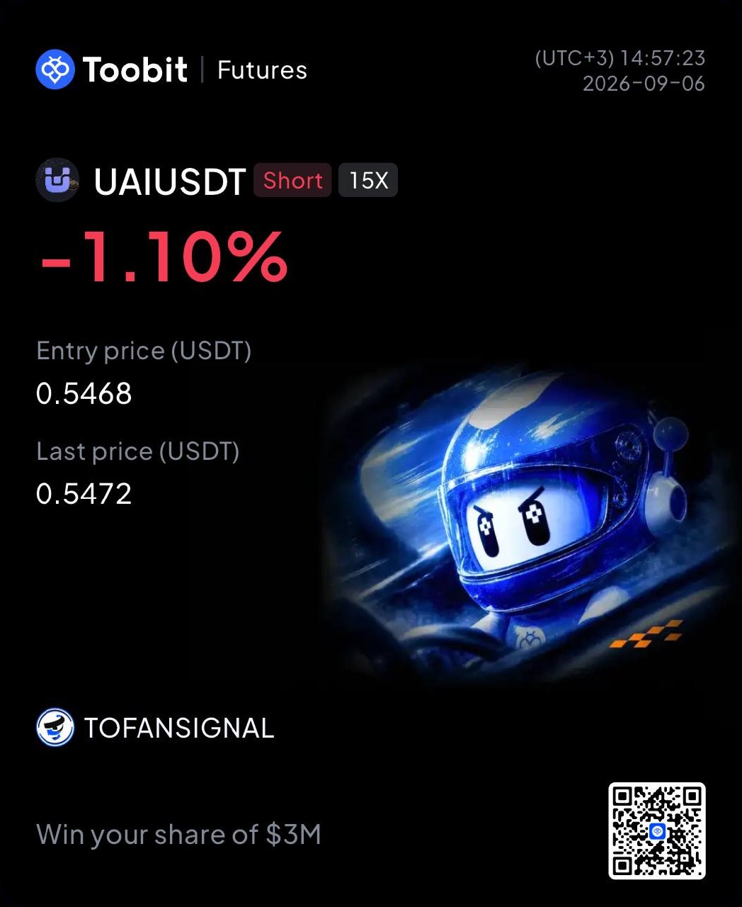 اسکرین‌شات سیگنال UAIUSDT SHORT از Tofan Trade | سیگنال کریپتو