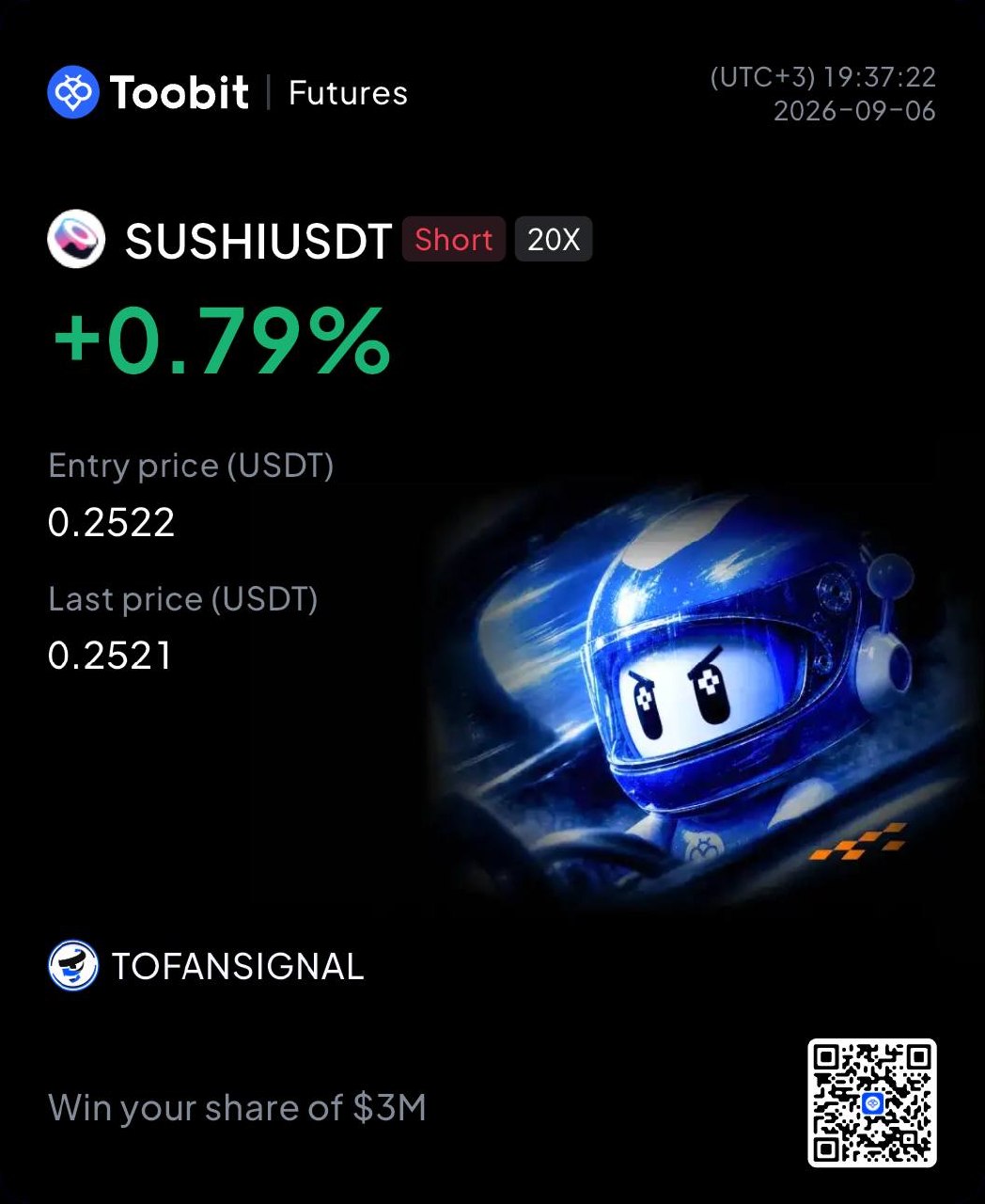 اسکرین‌شات سیگنال SUSHIUSDT SHORT از Tofan Trade | سیگنال کریپتو