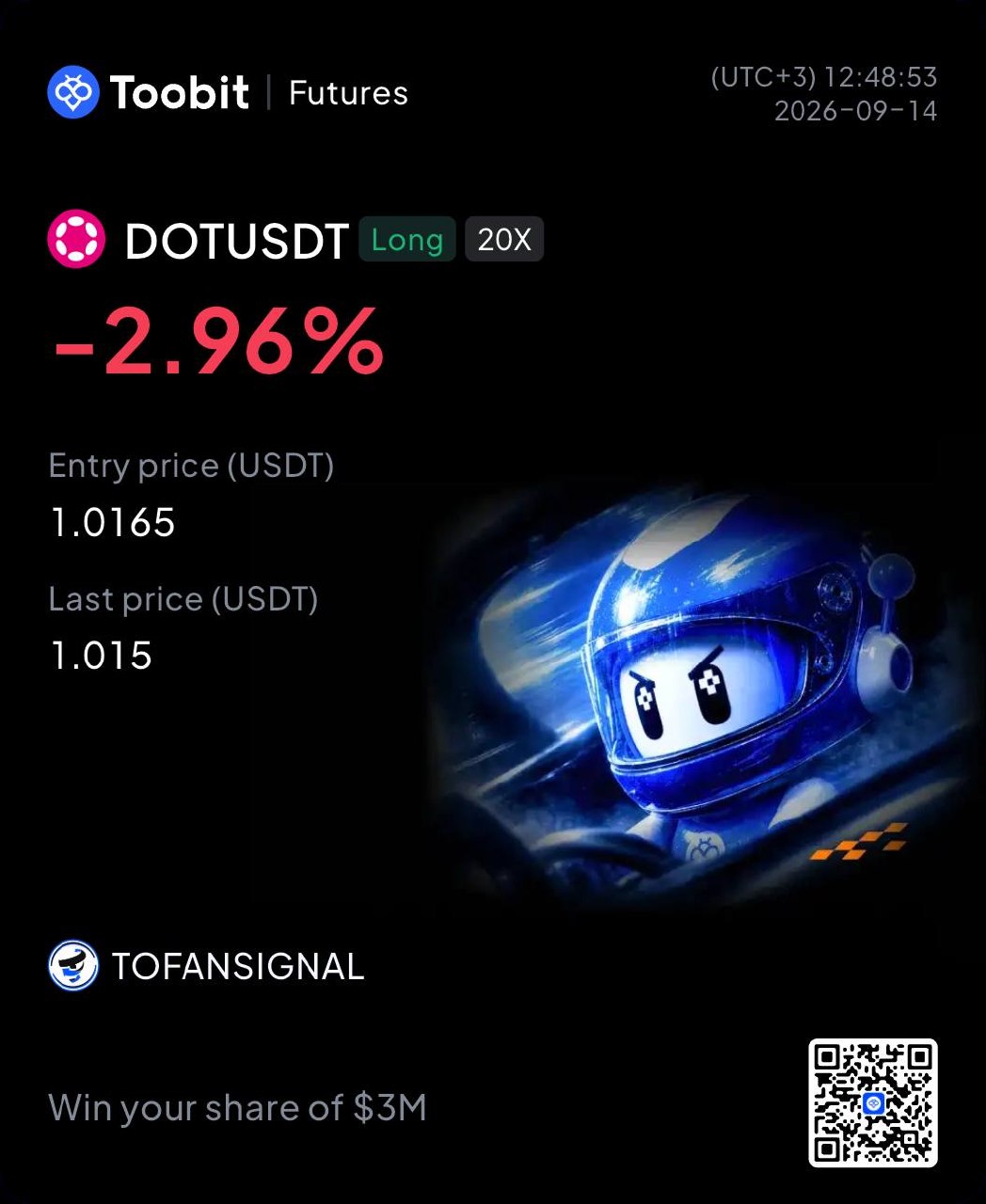 DOTUSDT LONG signal screenshot by Tofan Trade | سیگنال کریپتو