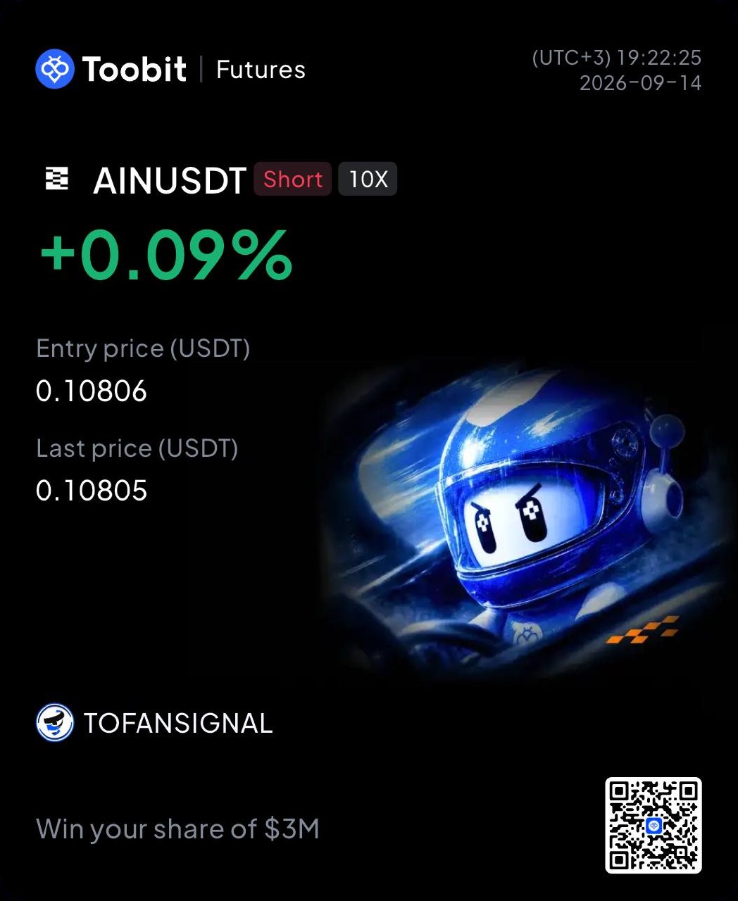 AINUSDT SHORT signal screenshot by Tofan Trade | سیگنال کریپتو