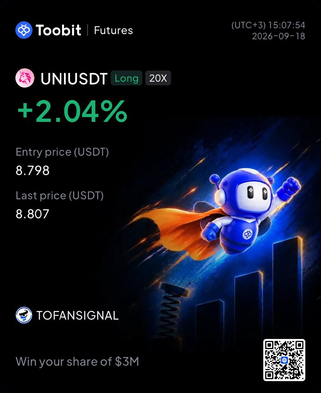 اسکرین‌شات سیگنال UNIUSDT LONG از Tofan Trade | سیگنال کریپتو