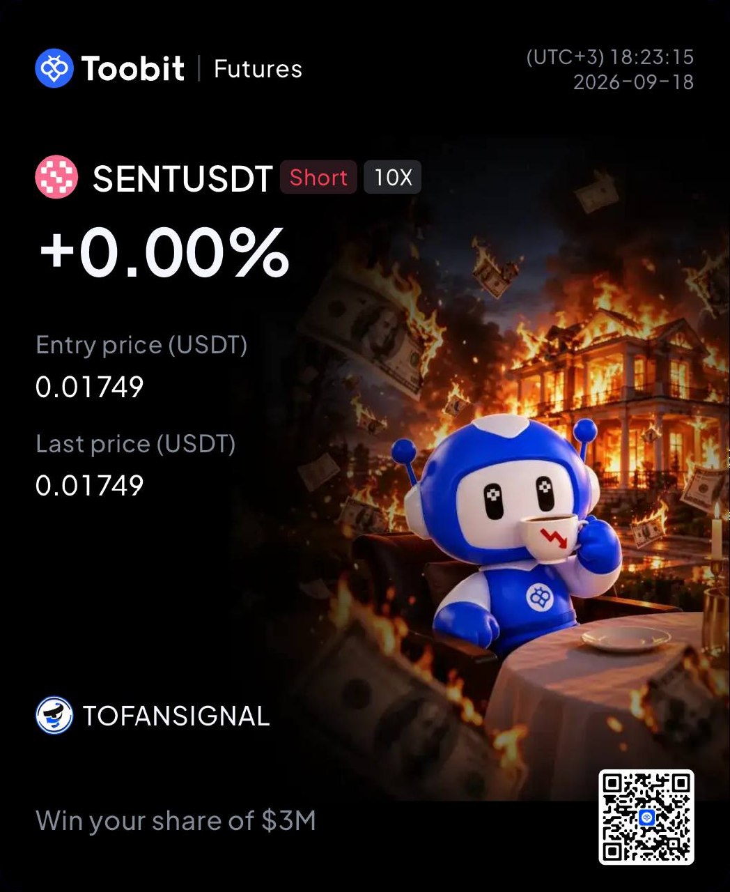 اسکرین‌شات سیگنال SENTUSDT SHORT از Tofan Trade | سیگنال کریپتو