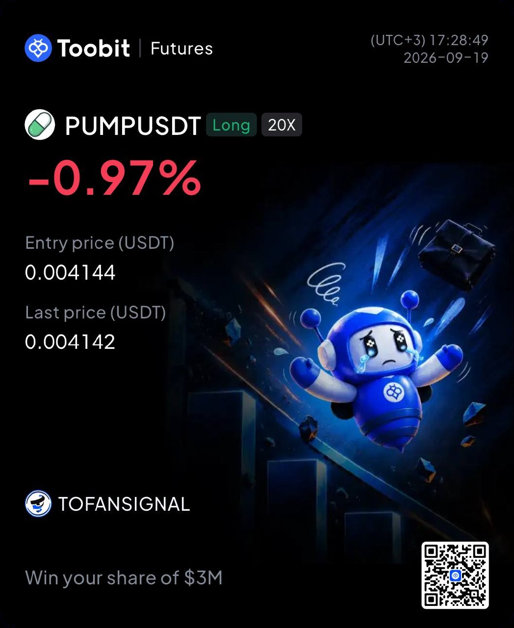 اسکرین‌شات سیگنال PUMPUSDT LONG از Tofan Trade | سیگنال کریپتو