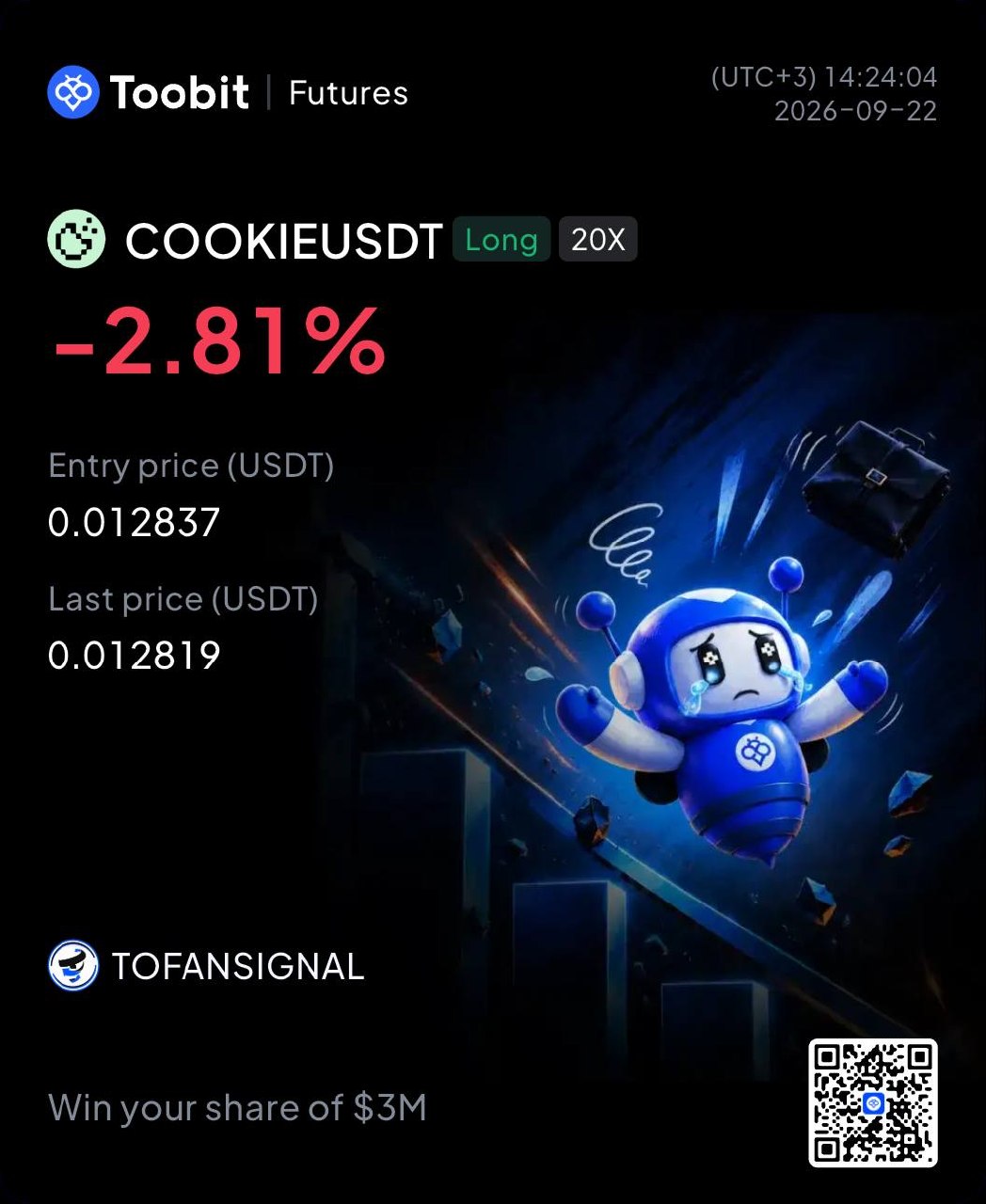 COOKIEUSDT LONG signal screenshot by Tofan Trade | سیگنال کریپتو