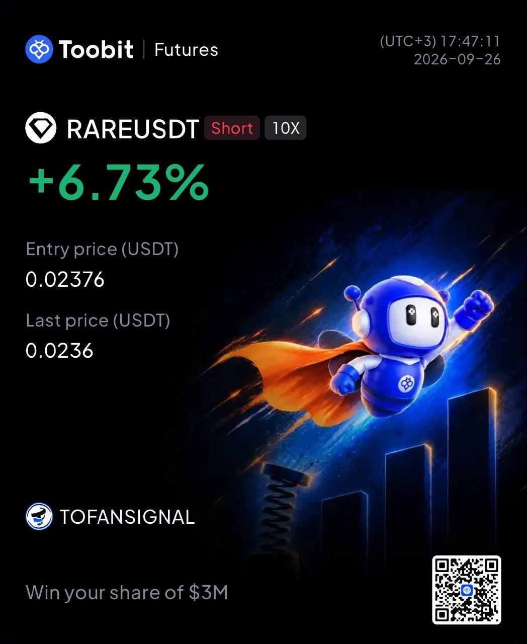 RAREUSDT SHORT signal screenshot by Tofan Trade | سیگنال کریپتو