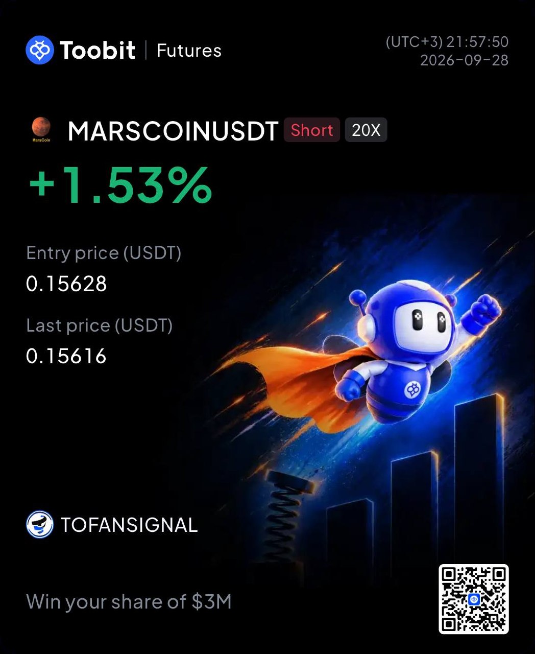 Скриншот сигнала MARSCOINUSDT SHORT от Tofan Trade | سیگنال کریپتو