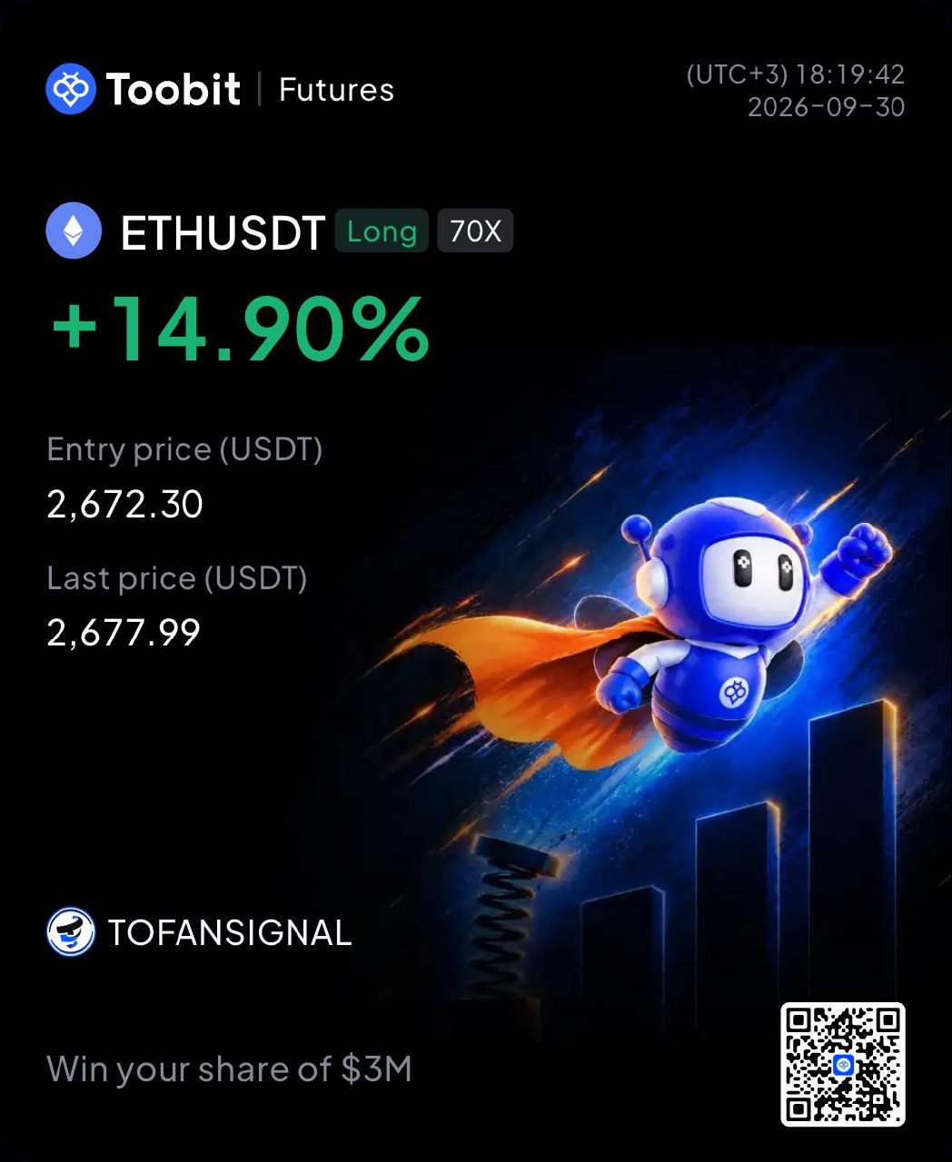 اسکرین‌شات سیگنال ETHUSDT LONG از Tofan Trade | سیگنال کریپتو