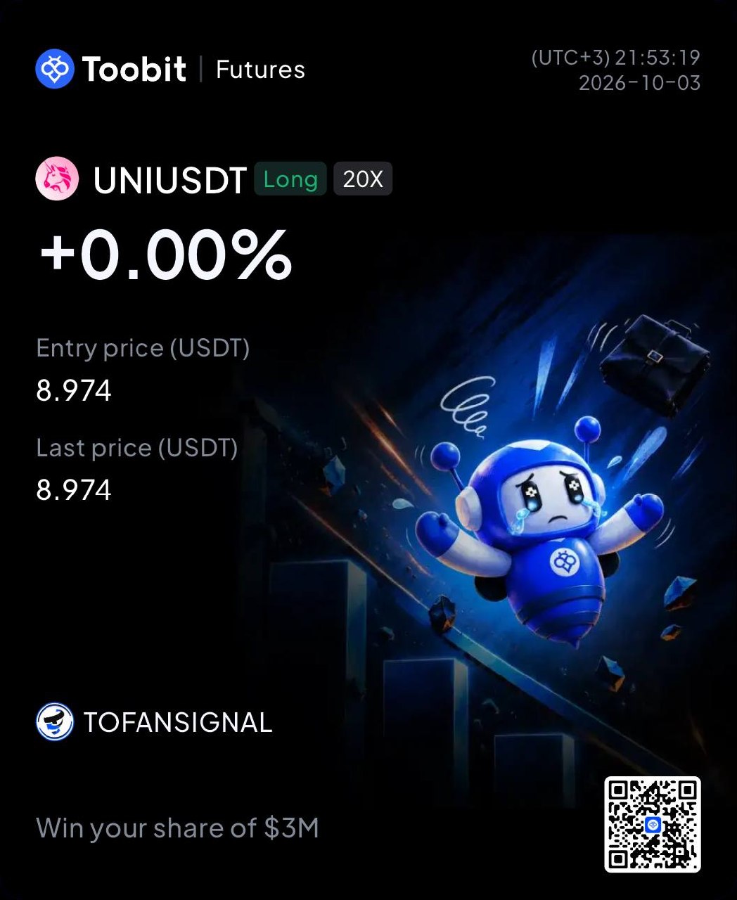 Скриншот сигнала UNIUSDT LONG от Tofan Trade | سیگنال کریپتو