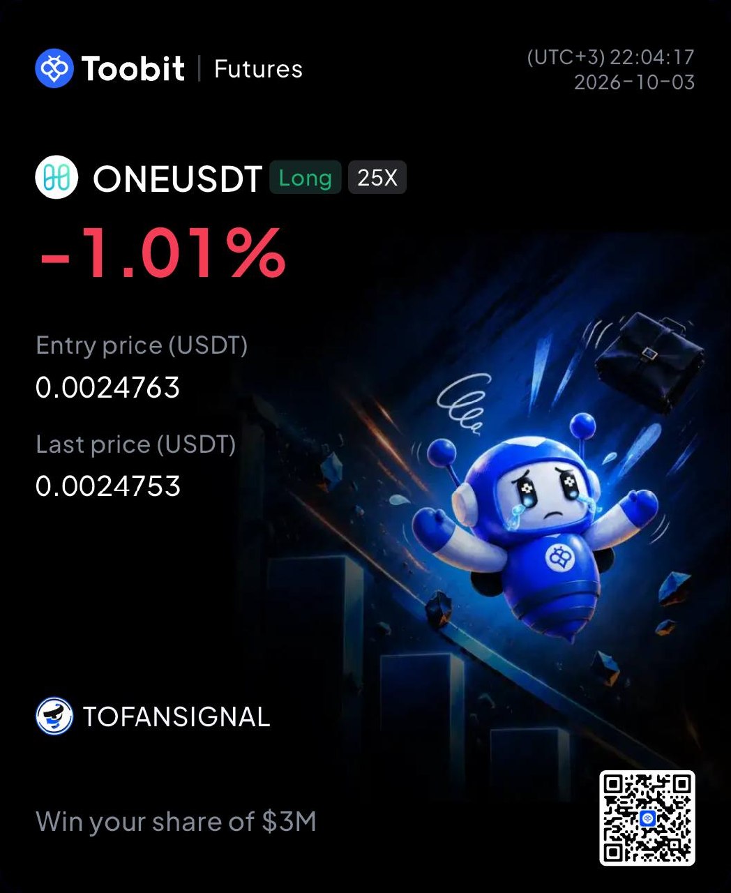 Скриншот сигнала ONEUSDT LONG от Tofan Trade | سیگنال کریپتو