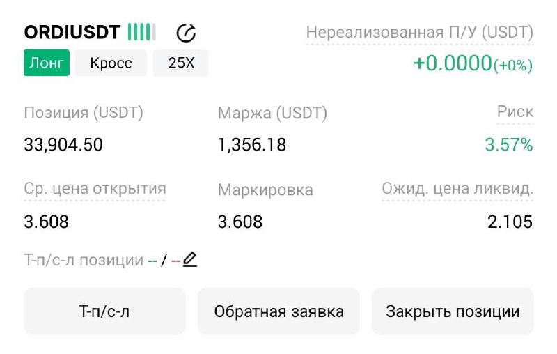 اسکرین‌شات سیگنال ORDIUSDT LONG از Трейдинг Сигналы