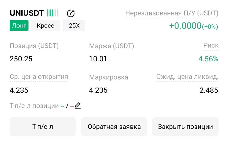 اسکرین‌شات سیگنال UNIUSDT LONG از Трейдинг Сигналы