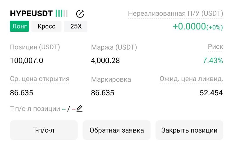 اسکرین‌شات سیگنال HYPEUSDT LONG از Трейдинг Сигналы