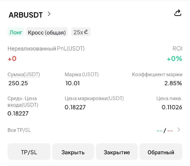 ARBUSDT LONG signal screenshot by Трейдинг Сигналы