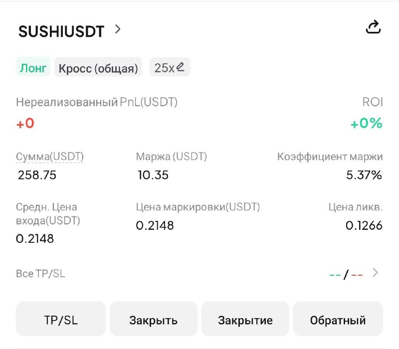 اسکرین‌شات سیگنال SUSHIUSDT LONG از Трейдинг Сигналы