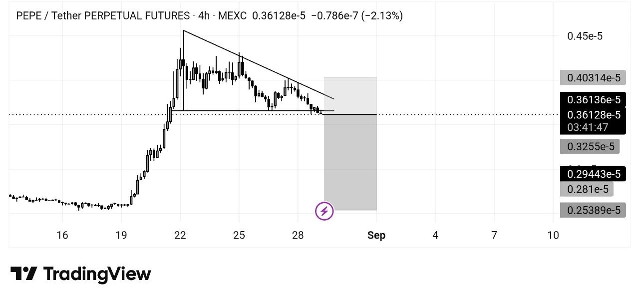 PEPEUSDT SHORT signal screenshot by Whales Crypto Guide