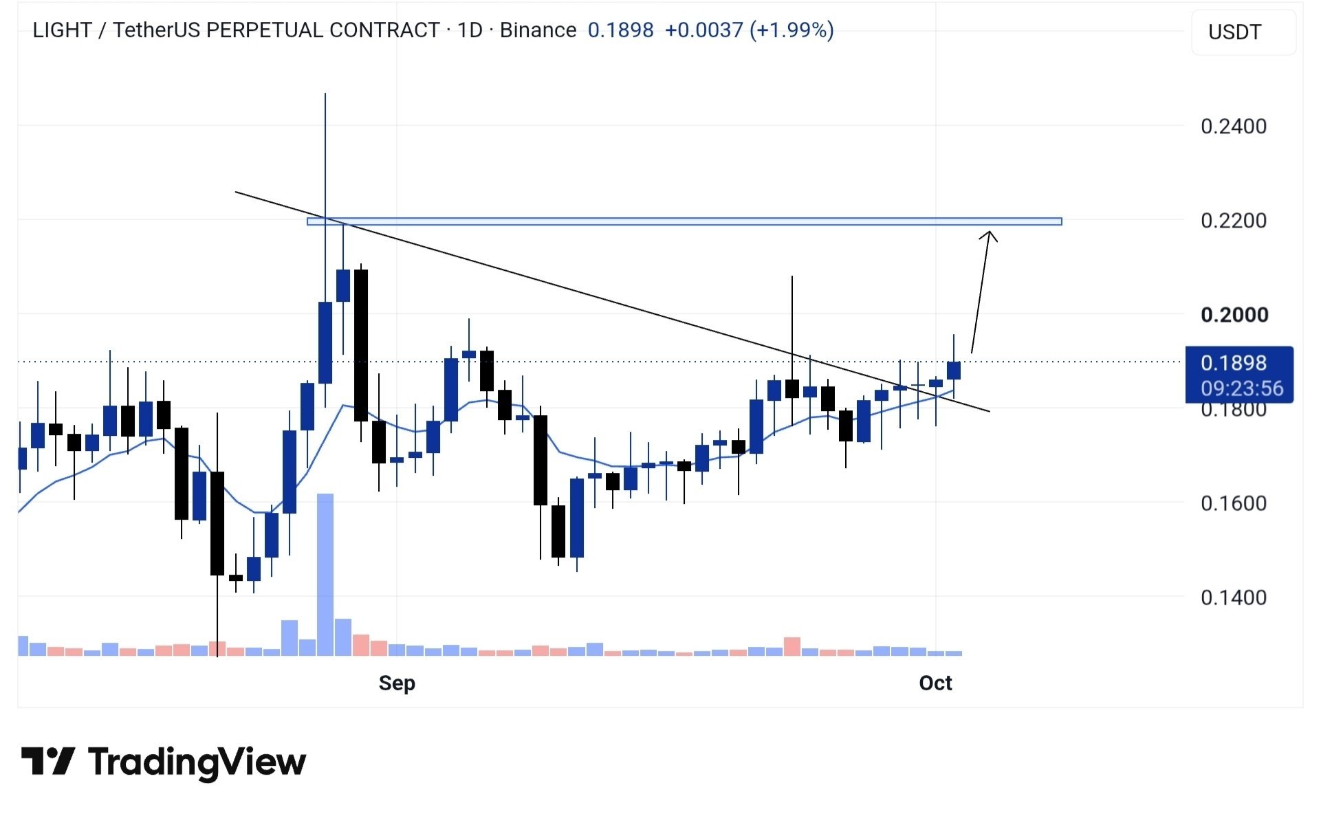 اسکرین‌شات سیگنال LIGHTUSDT LONG از Whales Crypto Guide