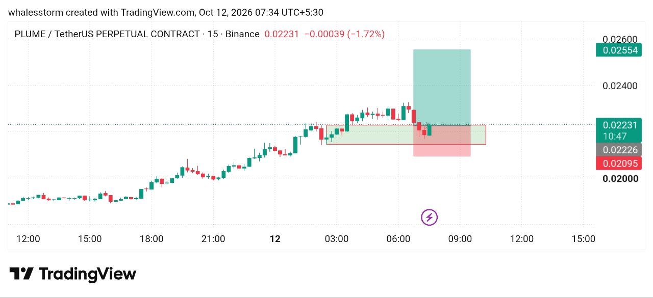 PLUMEUSDT LONG signal screenshot by WHALES STORM