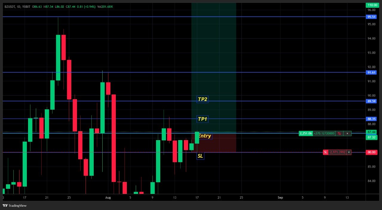 اسکرین‌شات سیگنال BZUSDT LONG از Wise Advice Signal