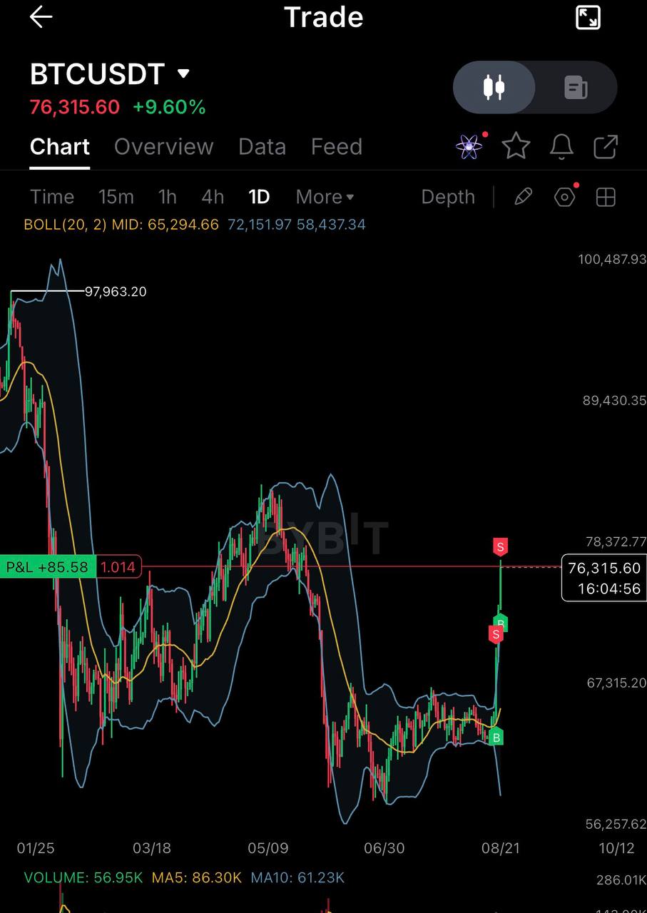 اسکرین‌شات سیگنال BTCUSDT SHORT از Wise Advice Signal