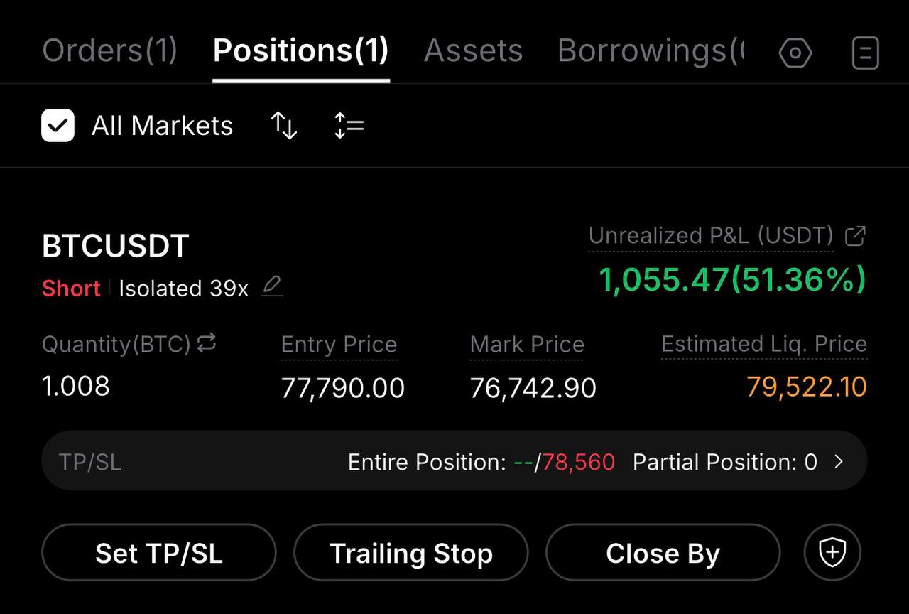 اسکرین‌شات سیگنال BTCUSDT SHORT از Wise Advice Signal