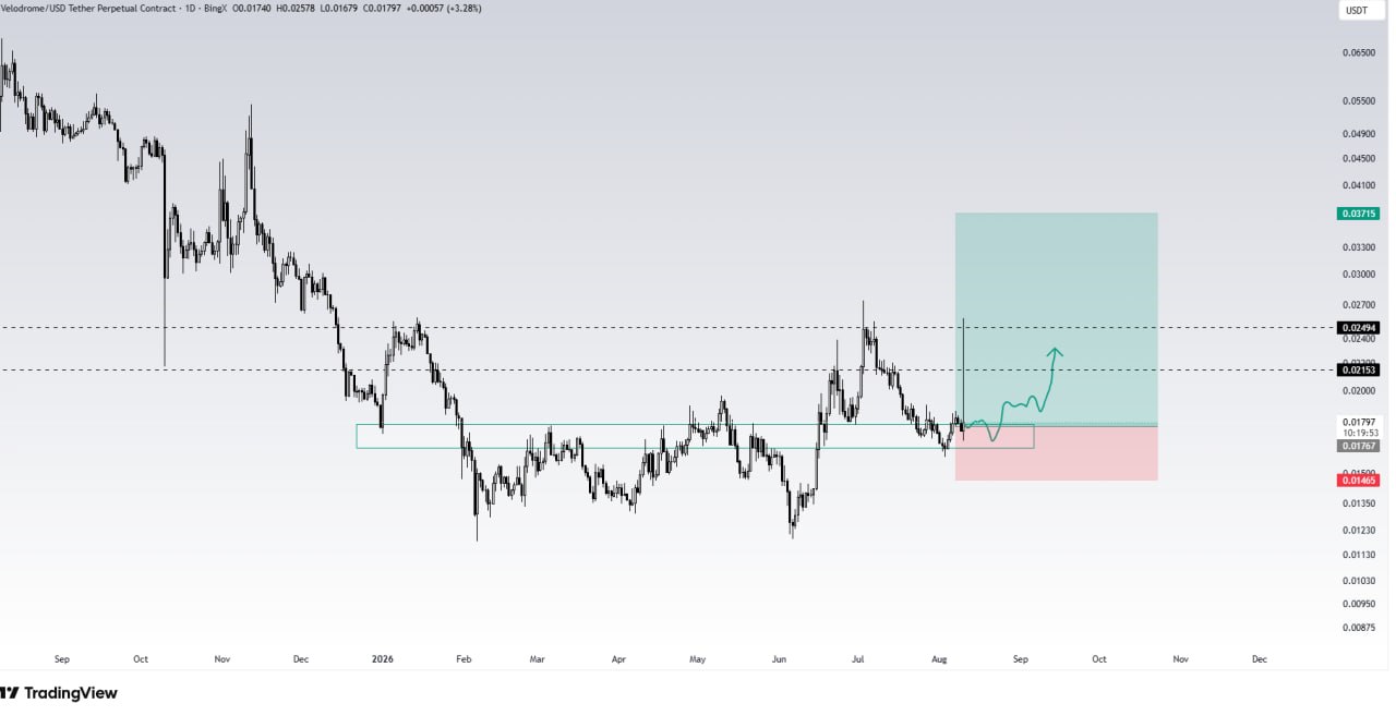 Скриншот сигнала VELODROMEUSDT LONG от Wolf of Trading®