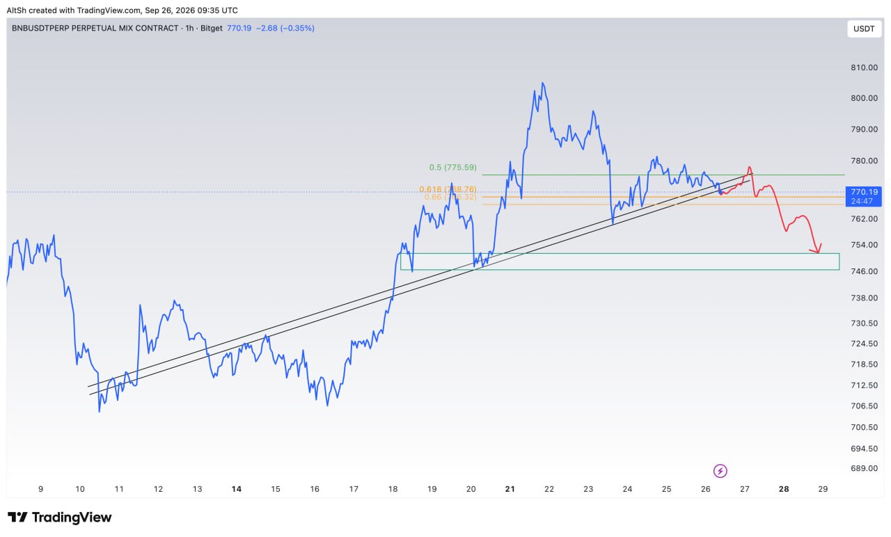 Скриншот сигнала BNBUSDT SHORT от Wolf of Trading®