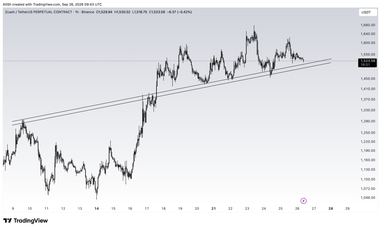 اسکرین‌شات سیگنال ZECUSDT SHORT از Wolf of Trading®