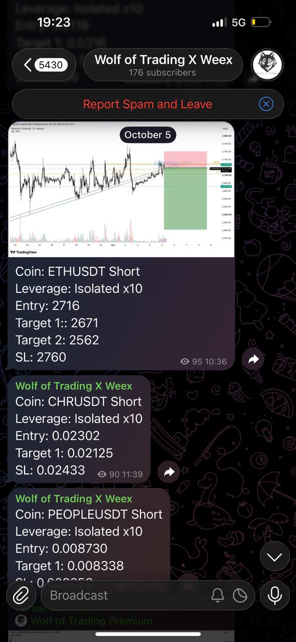 اسکرین‌شات سیگنال ETHUSDT SHORT از Wolf of Trading®